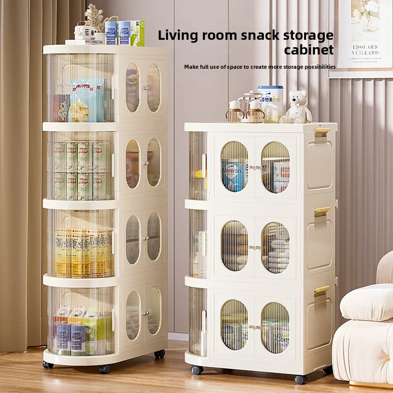New Cross Border Foldable Baby Storage Cabinet Floor Standing Large Capacity Rotating Storage Cart Storage Cabinet Living Room