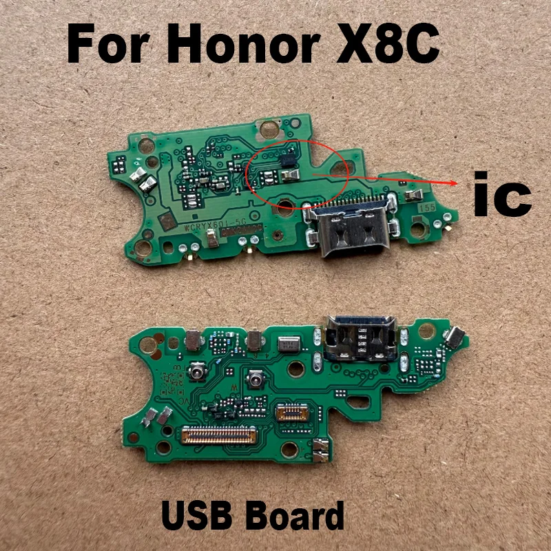 

For Huawei Honor X8C USB Charging Dock Board Port Mic Microphone Connector Fast Flex Cable Repair Parts Global With IC
