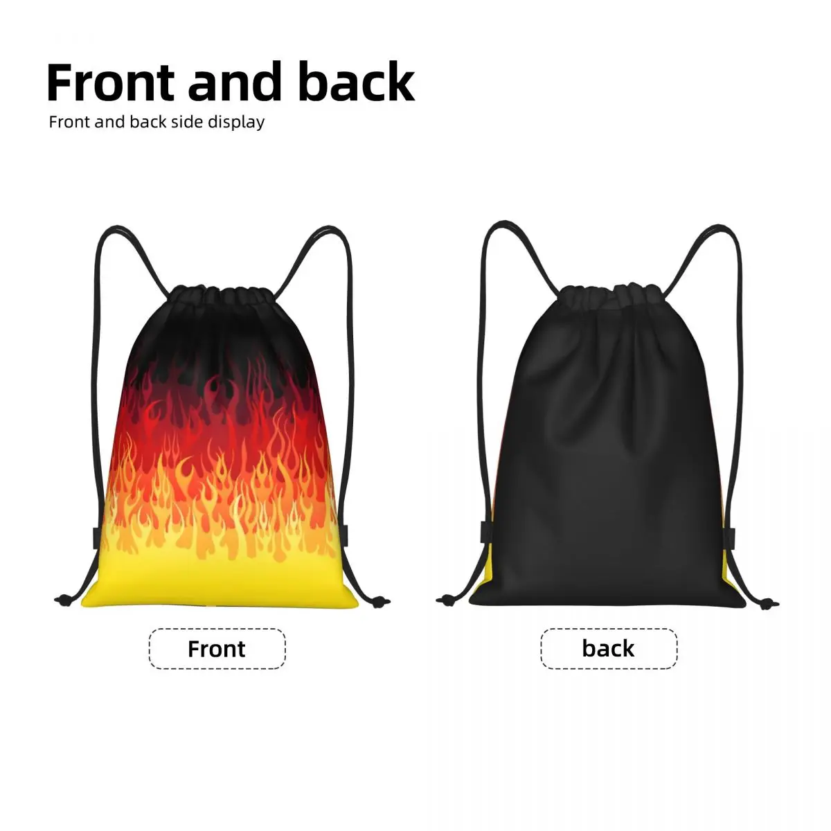 Red Burning Fire Racing Flames Drawstring Bag Men Women Foldable Sports Gym Sackpack Training Backpacks