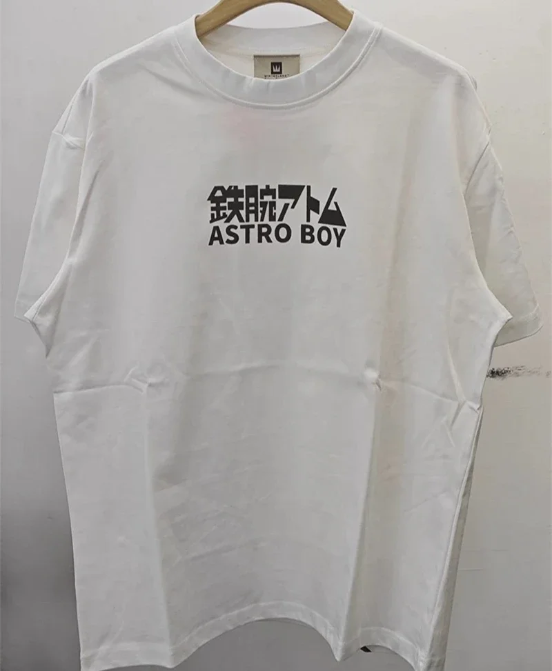 Pure Cotton White Saint Michael Cartoon Print T-Shirts Men Women 1:1 High Quality Oversized Graphic T Shirts