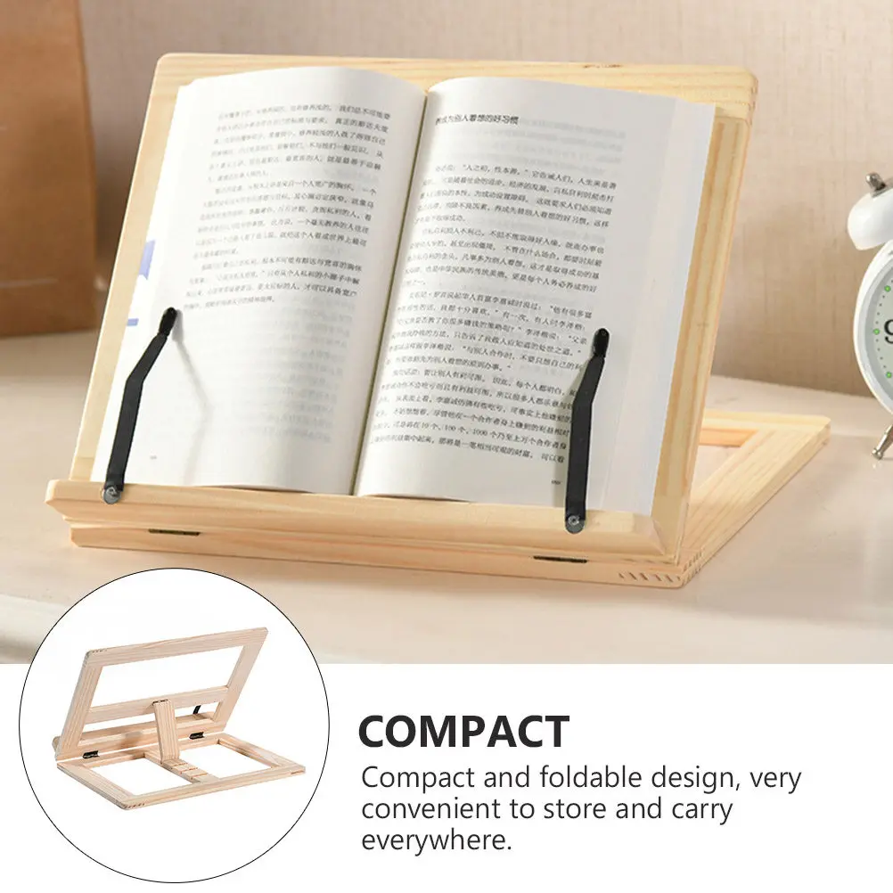 1Pcs Premium Wooden Adjustable Book Stand Reading Rack for Books Tablets Magazines Laptops Hands- Sofa Bed Dorm Library