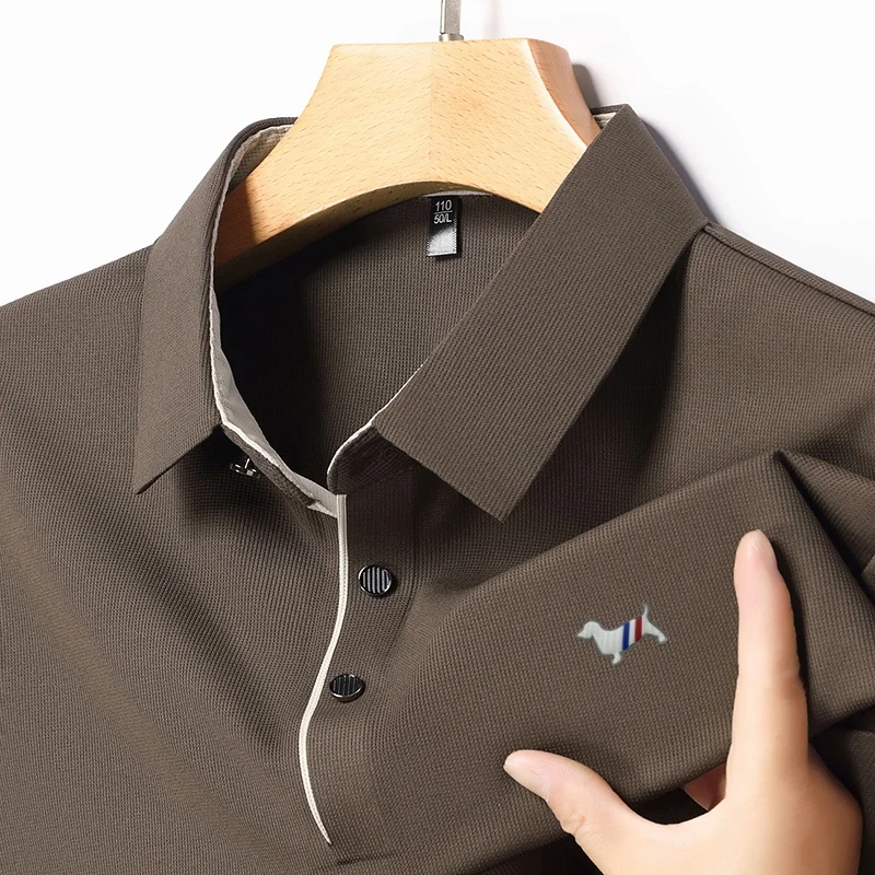 

2025 New Summer High end Fashion Comfortable joker Polo Shirt Men's Short Sleeve Business Leisure Breathable Sports T-shirt Top