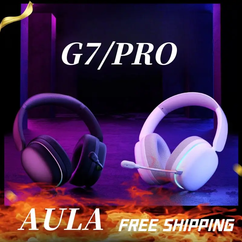 

Беспроводная игровая гарнитура Bluetooth AULA G7pro, интеллектуальное шумоподавление, звуковой эффект объемного звука 7.1, киберспортивная игра с низкой задержкой