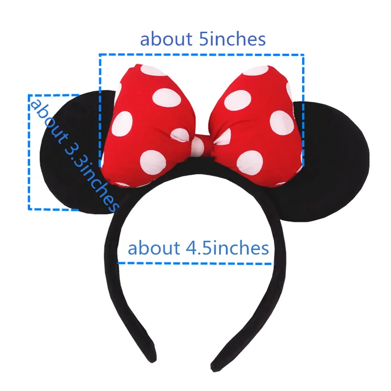 2024 Disney Classics Mouse Ears Headband Girls And Kids 4 Inch Polka Dot Bow Hairdband Holiday Party Travel DIY Hair Accessories