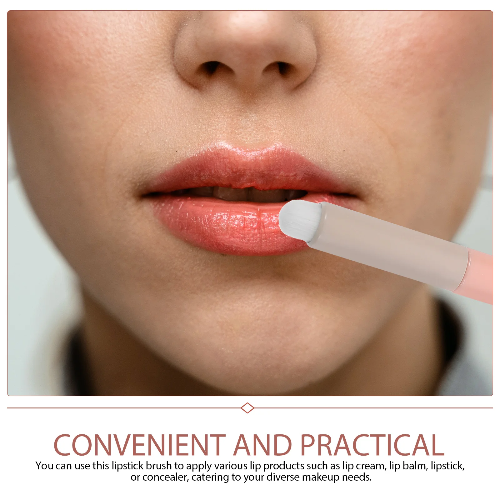 3pcs Lip Brush Set for Women Blending Applicators Kit White Bristles Pink Handle Lightweight Tools for Lipstick Gloss