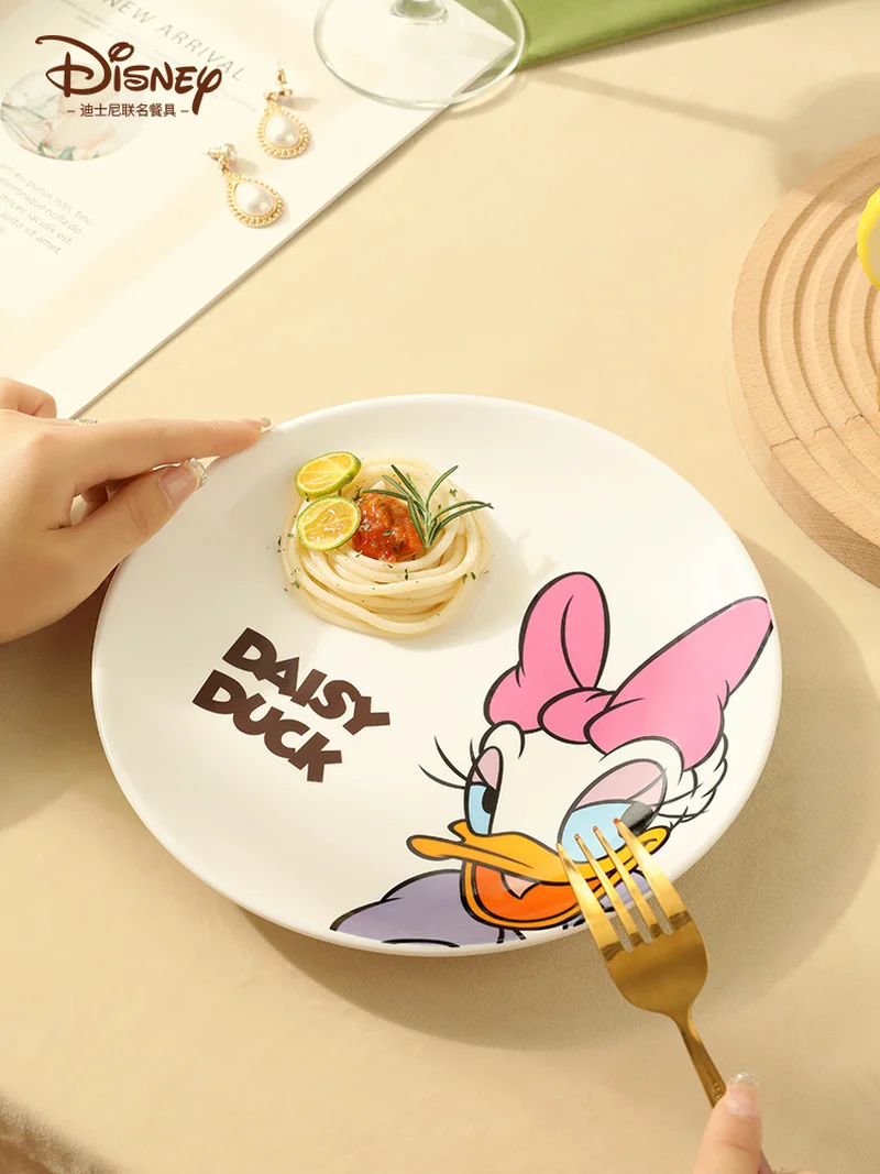 New Disney Mickey Mouse Ceramic Plate Figure Mickey Minnie Donald Duck Daisy Pattern Cartoon Anime Cute Household Rice Bowl Gift