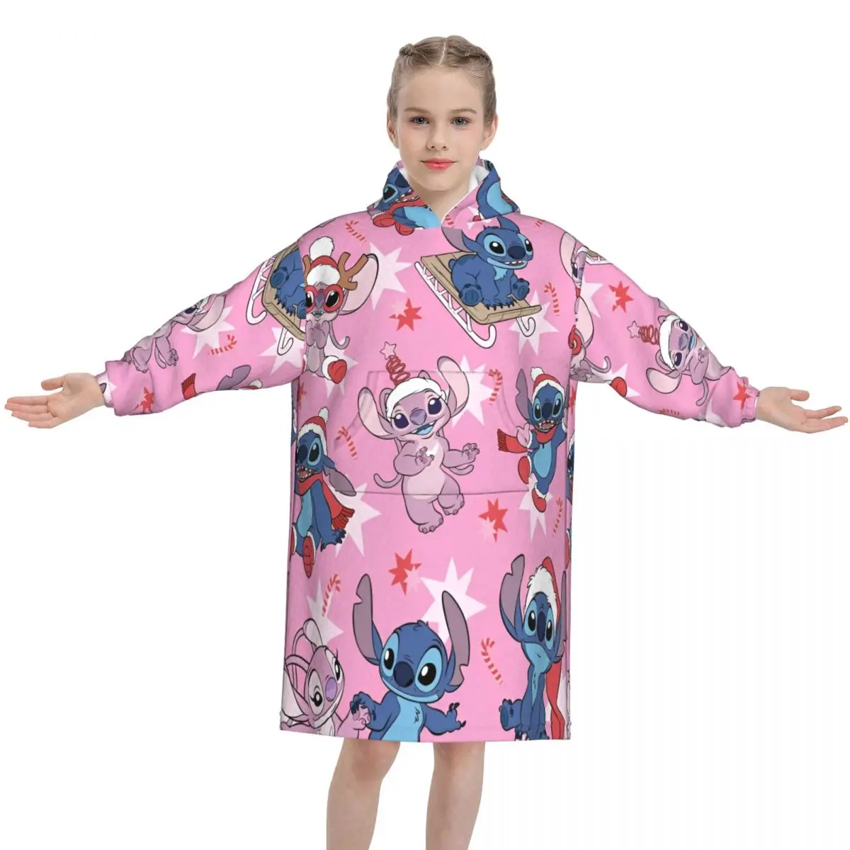 

Одеяло со стежками и ангелом, толстовка с капюшоном, носимое одеяло, пижама с карманом для детей