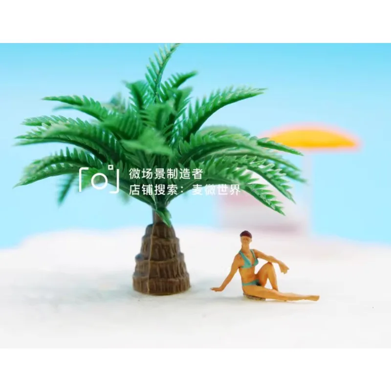 Bikini Beach Beauty Miniature Toys 1:87 HO Scale Photography Props Dive and Surf Beach Camping Scene Creative Decor Fairy Garden