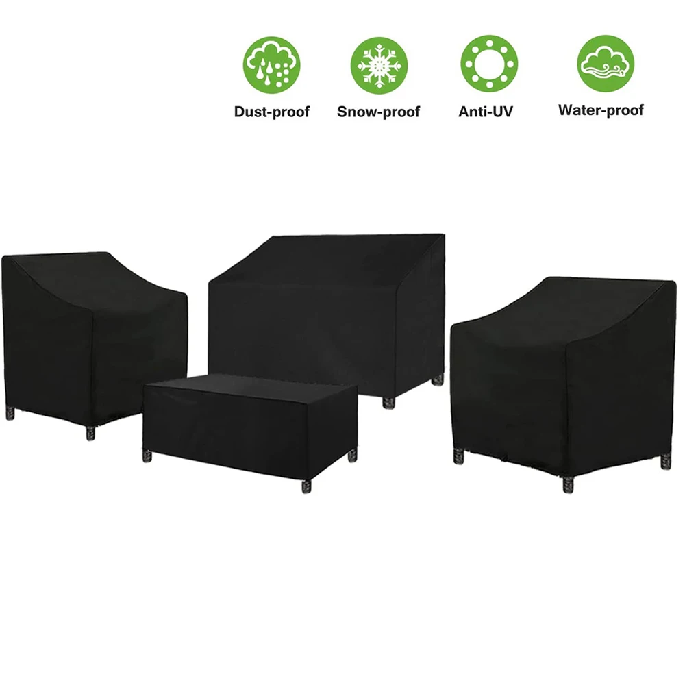 Outdoor Patio Garden Furniture Covers Waterproof Rain Snow Chair Covers for Sofa Table Chair Dust Proof Cover Grey Black