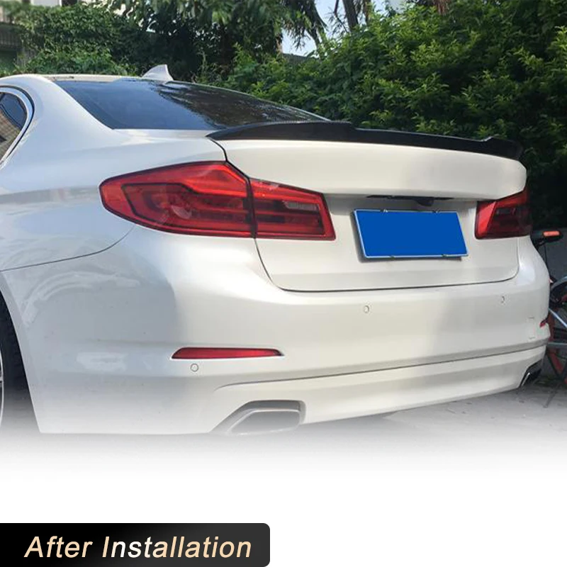 ألياف الكربون الخلفي الجذع أجنحة سبويلر لسيارات BMW 5 Series G30 G38 F90 M5 قاعدة M-Sport 4-Door 2017-2022 سيارة الخلفي سبويلر الجناح الشفاه