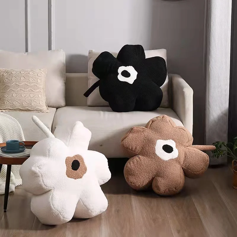 ins Beautiful Six Petal Flower Plush Pillow Toy Soft Cartoon Plant Stuffed Doll Chair Cushion Sofa Floor Mat Kids Birthday Gifts