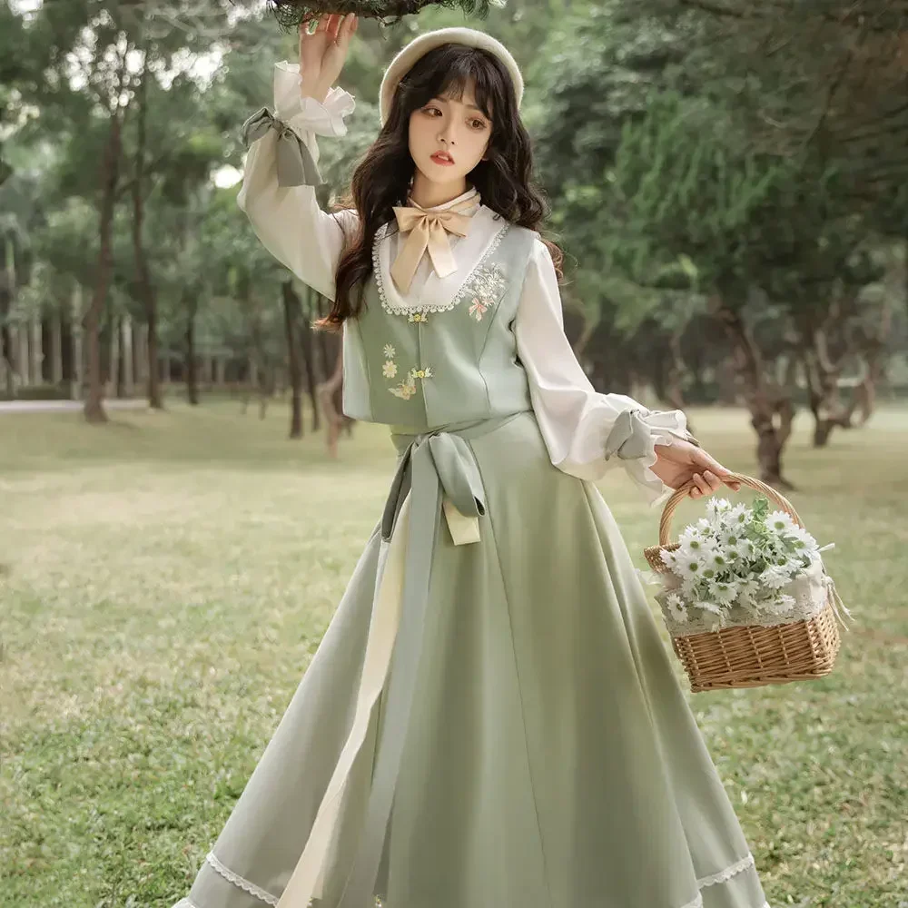 

Women's Dress Suit Improved Hanfu Suit Skirt Chinese Style Daily Three-piece Set 2022 Chinese Traditional Culture Hanfu