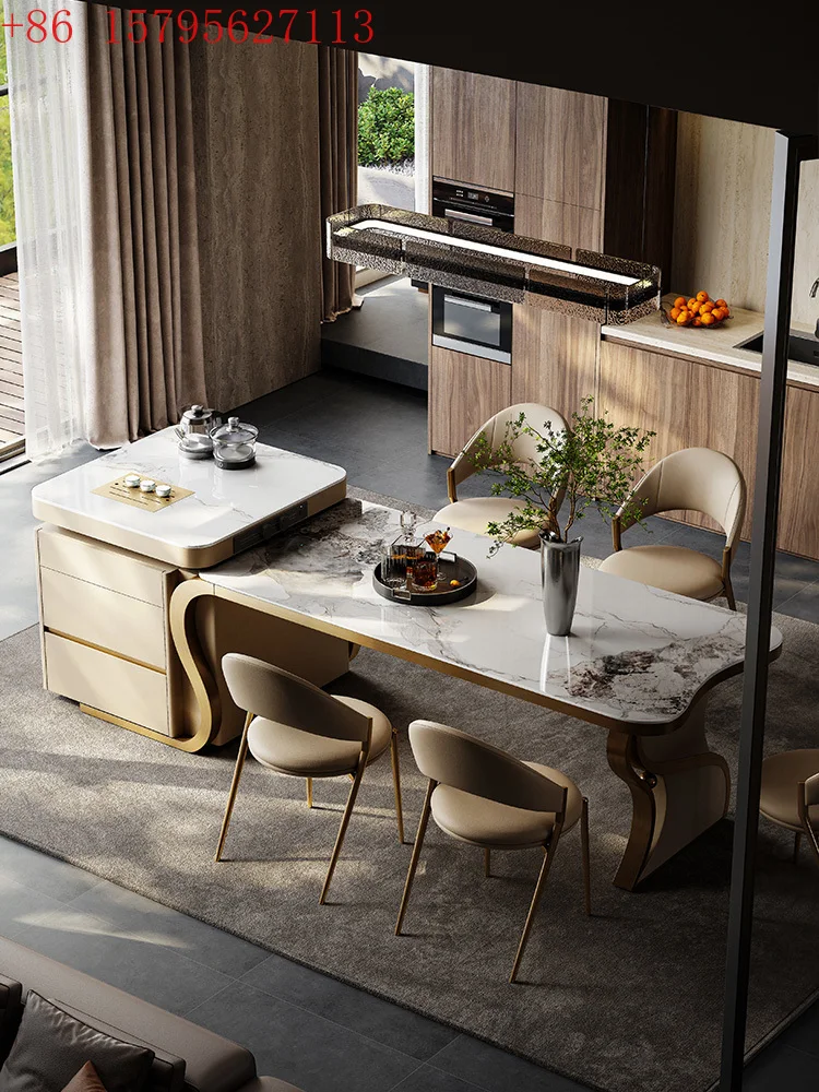 

Mobeier light luxury high-end dining chair combination leather microfiber leather living room kitchen villa living room chair