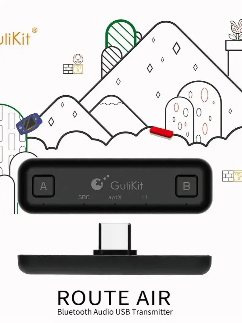 Nadajnik Gulikit Route Air Pro Bluetooth Audio Type-C z mikrofonem do PS5 Nintendo Switch&Switch Lite NS OLED PS4 PC — zdjęcie produktu 7