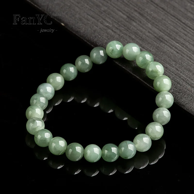 Myanmar A-goods Jadeite 7mm Oil Green Jade Bead Bracelet Exquisite Fashion Glutinous Jade String Men and Women Holiday Gift