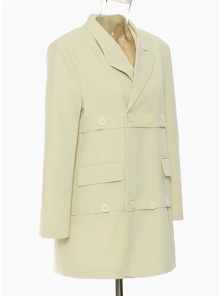 Zoci feminino botão amarelo irregular tamanho grande blazer nova lapela manga longa solto ajuste jaqueta moda primavera outono 2025 novo fc1323