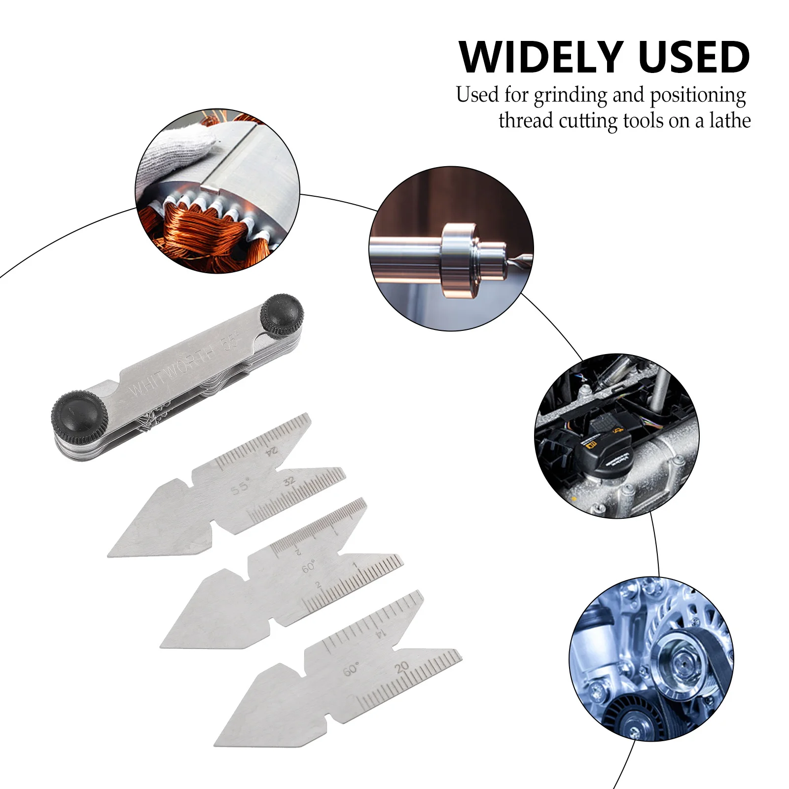 

4Pcs Durable Screw Pitch Gauge Set Steel Measuring Tool Clear Markings Practical Centre Gauge Set Measuring Tool