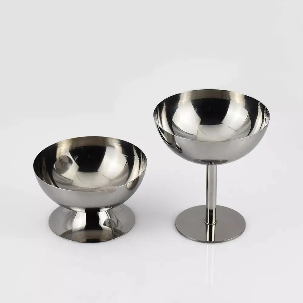 Premium Stainless Steel Ice Cream Bowl with Stand Ice Cream Cup Bar KTV Goblet Snack Cup