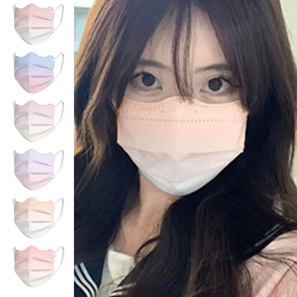 10PCS Shaped Design Disposable Face Mask Gradient Blusher Color 3-layer Protective Face Cover V-face Anti-UV Face Mask