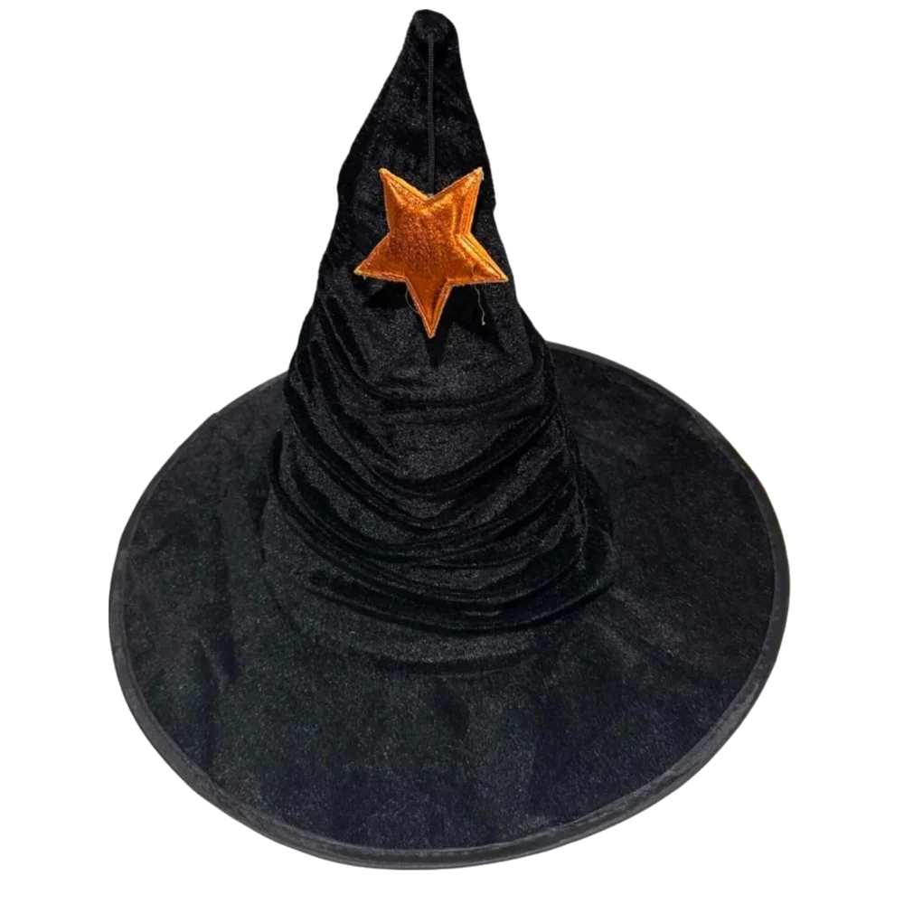 

Creative Velvet Halloween Witch Hat Star Foldable Wizard Cap Party Props Cosplay Accessories Halloween Cap Dress Up Headgear