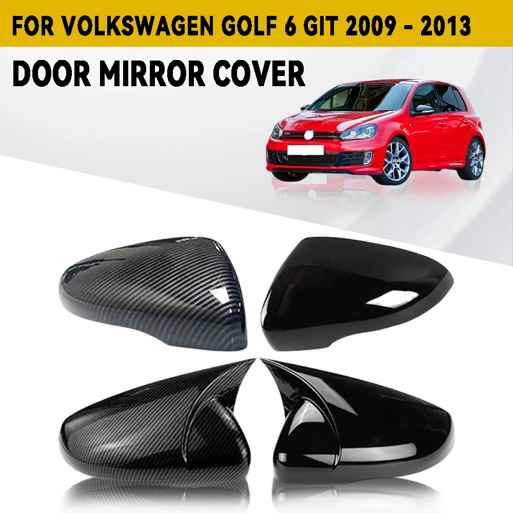 

For Volkswagen Golf 6 GIT 2009 - 2013 Car Door Mirror Cover Silver Black Carbon Fiber Car Accessories External Decorate