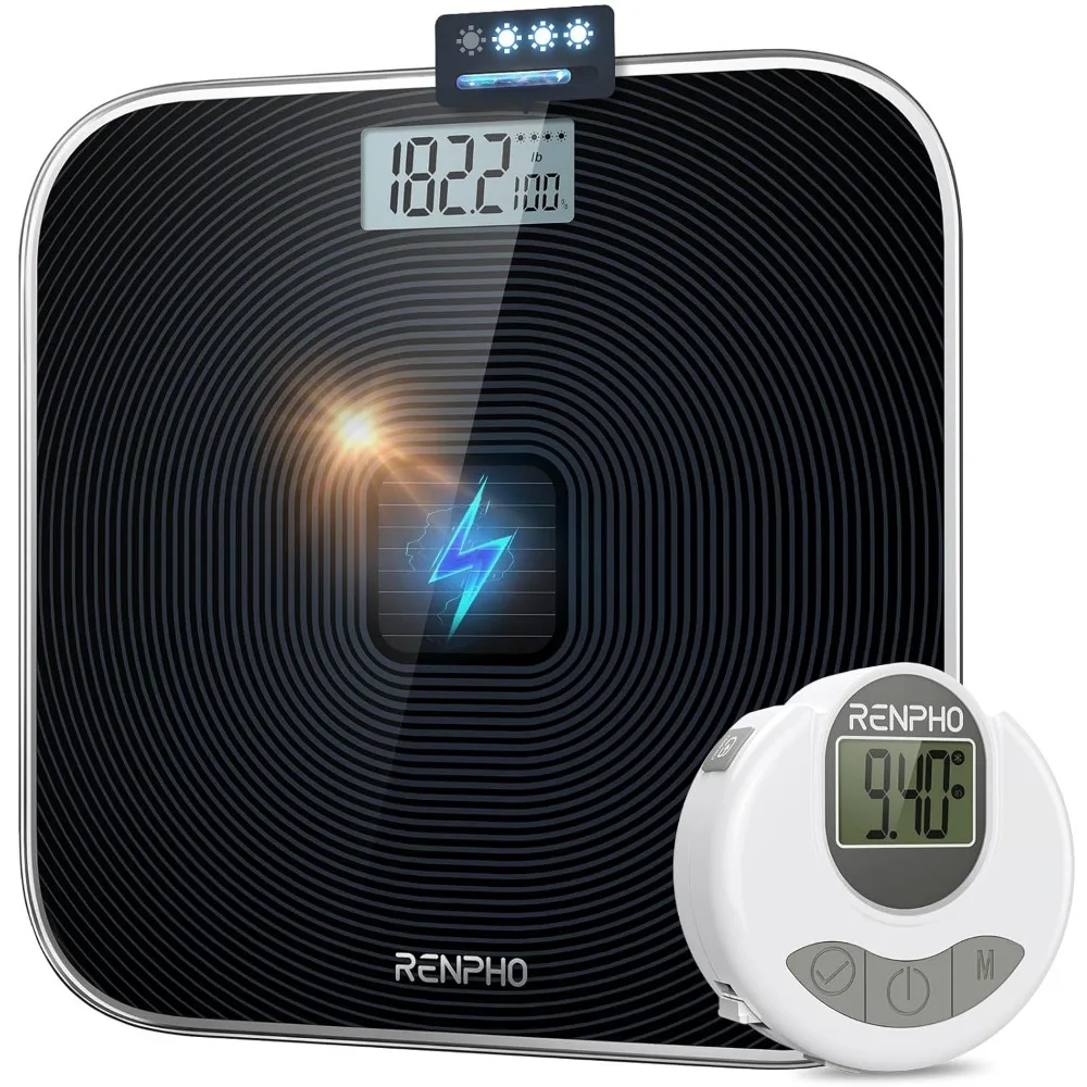 

Solar-Powered Digital Bathroom Scale & Smart Body Tape Measure for Weight Loss and Fitness Tracking