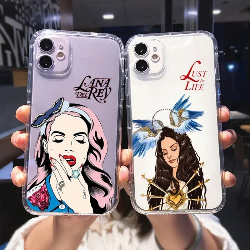 Fashion Lana Del Rey Singer Kraft Clear Phone Case For iPhone 15 12 13 11 14 Pro Max Mini XR XS 14 Plus SE Transparent Cover Bag