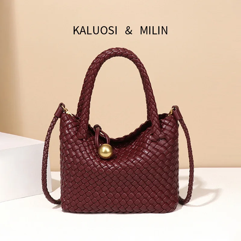 High-grade Women's Bag Niche Crescent Bag Solid Color Fashion Bag Hand-woven Crossbody Bags Temperament Unique Woven Handbag