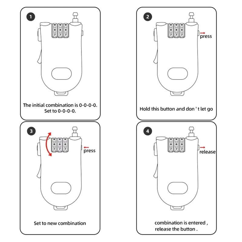 A51Q-Universal Motorcycle Helmet Password Lock Telescopic Wire Rope Cable Anti-Theft Safety Lock Suitcase Helmet