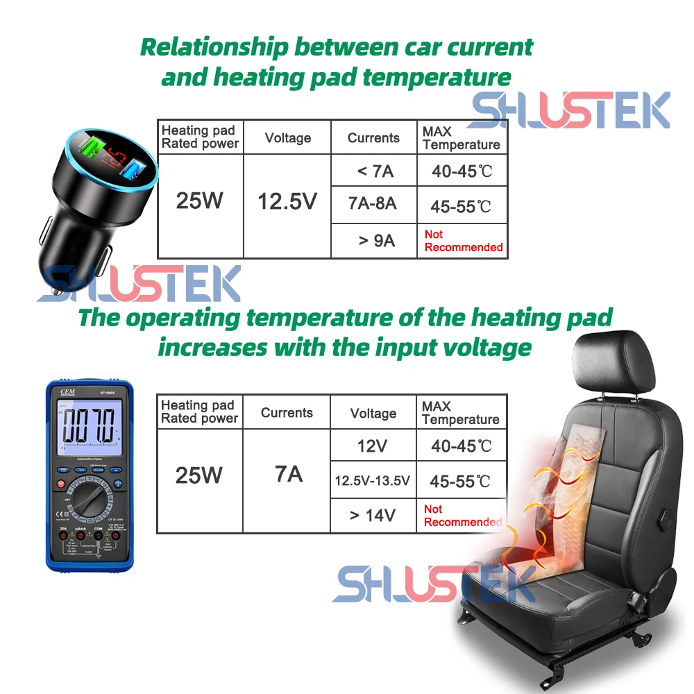 12v Autos itz heizung Kit für 2 Sitze mit 4 stücke 25w Heizkissen & Dual-Control-Schalter für Toyota Camry Corolla Rva4 Highlander – Detail 8