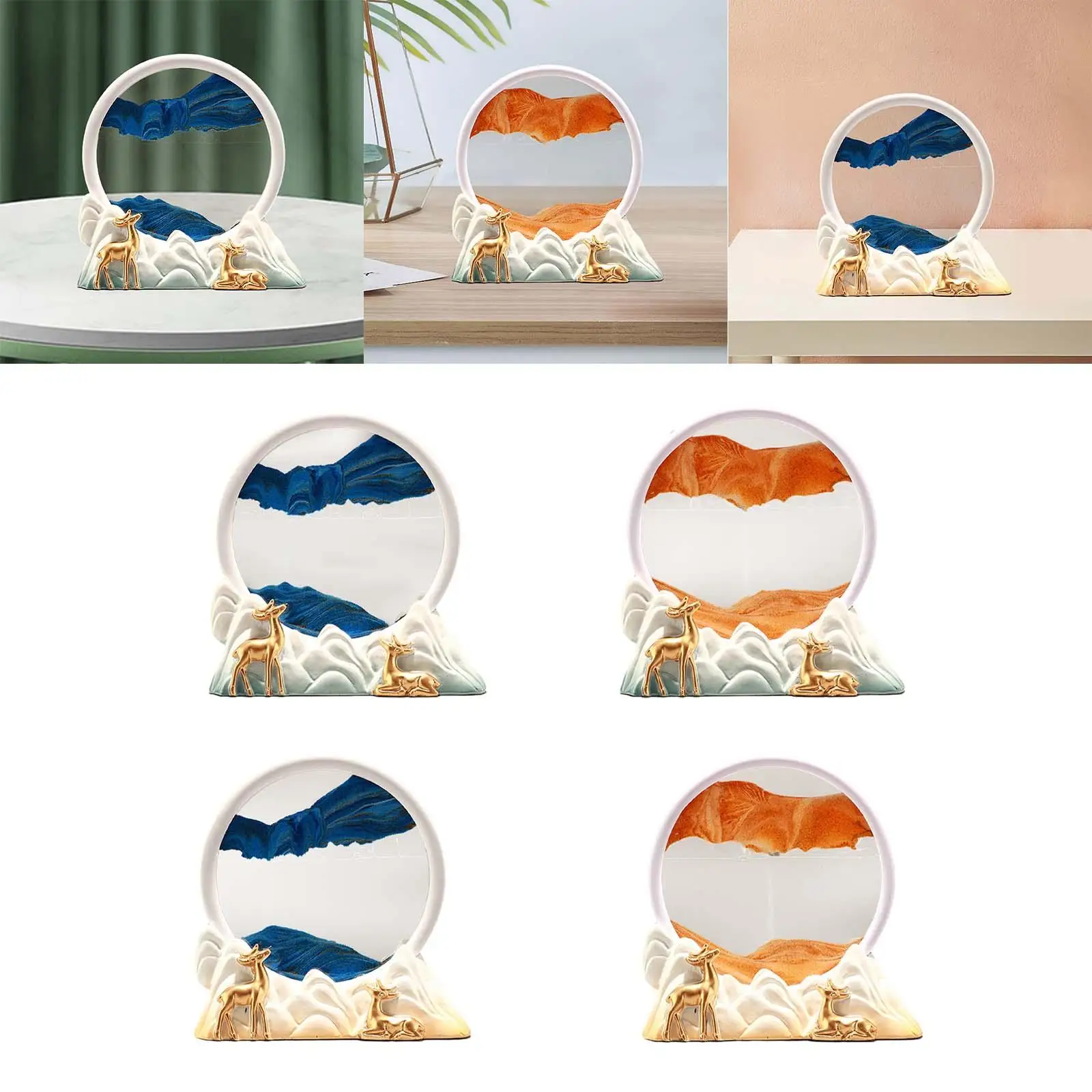 Dynamic Sand Painting Desktop Ornament Hourglass Landscape Scene Flowing Sand