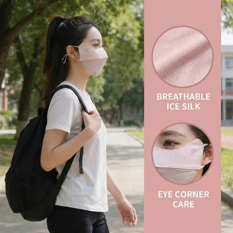Ice Silk Sunscreen Mask UV Protection Breathable Lightweight for Outdoor Cycling Hiking Fishing Summer Face Cover for Women Men