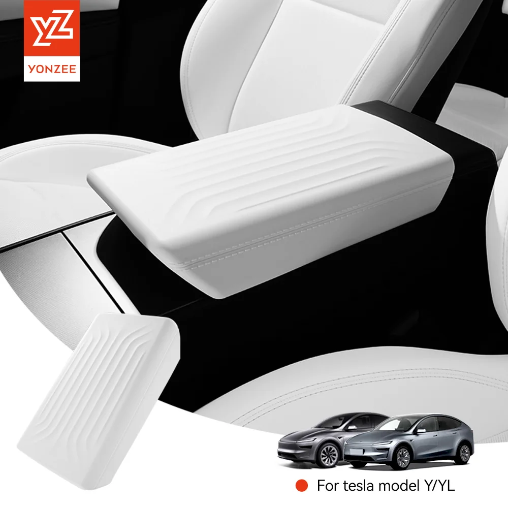 

YZ For Tesla Model Y Juniper Armrest Pad Auto Central Armrest Box Cover Soft Case TPE Central Armrest Box 2026 Car Accessories