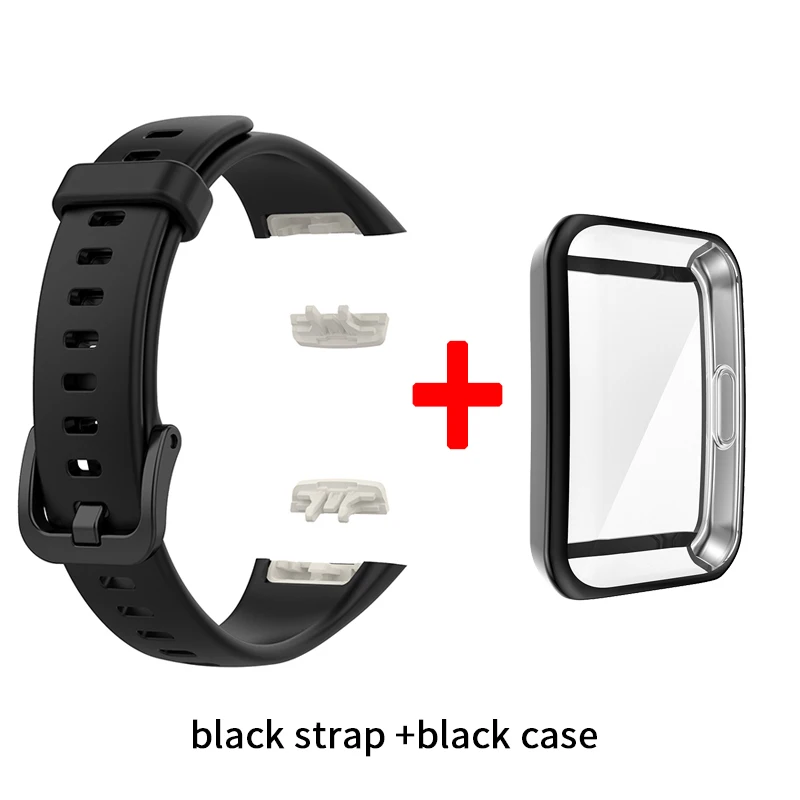 Silicone Strap for Huawei Band 6 Replacement Watch Strap for Honor Band 6 Strap with TPU Full Screen Protector Case Bracelet