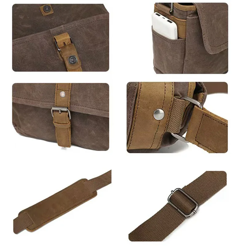 Men's new retro shoulder bag camera photography bag leisure travel canvas crossbody bag waterproof solid color crossbody bag