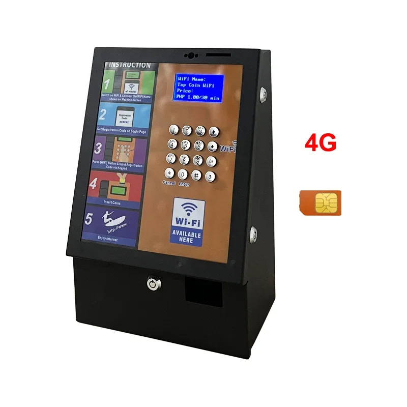 New Technology 2022 Smart Outdoor Coin-operated Hotspot Business 4G Mquina WiFi Vending WiFi Machine in Pizza Coffee Store