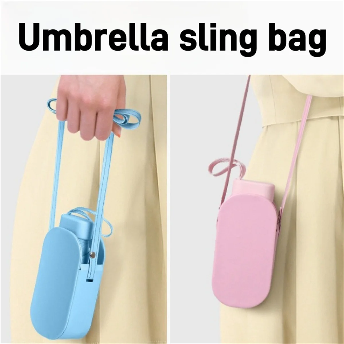 1 piece of personalized 5-fold umbrella with sling leather case, ultra-light portable sun-proof and waterproof umbrella, suitabl