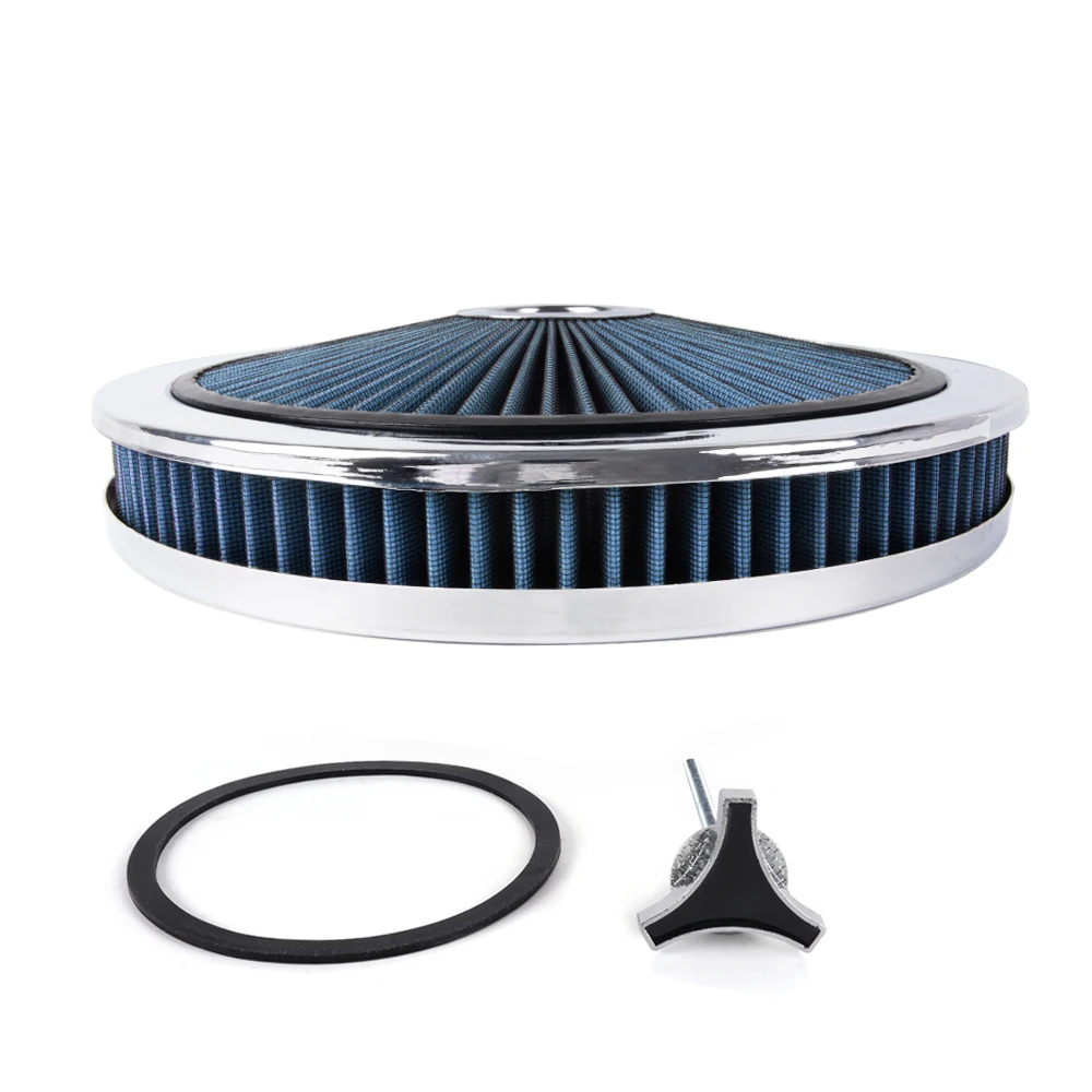 RASTP- Universal Air Cleaner Filter 14" Wide 2" Tall With Super Flow Thru Lid Washable Round 5-1/8-inch Neck Flange OFI178 - Image 2