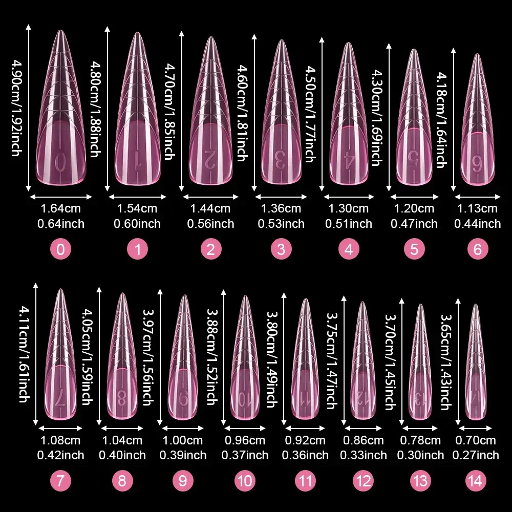 150pcs Pink Dual Nail Forms Almond Shape Extension Structure Full Cover Stiletto False Nail Tips Molds for French Nails Design