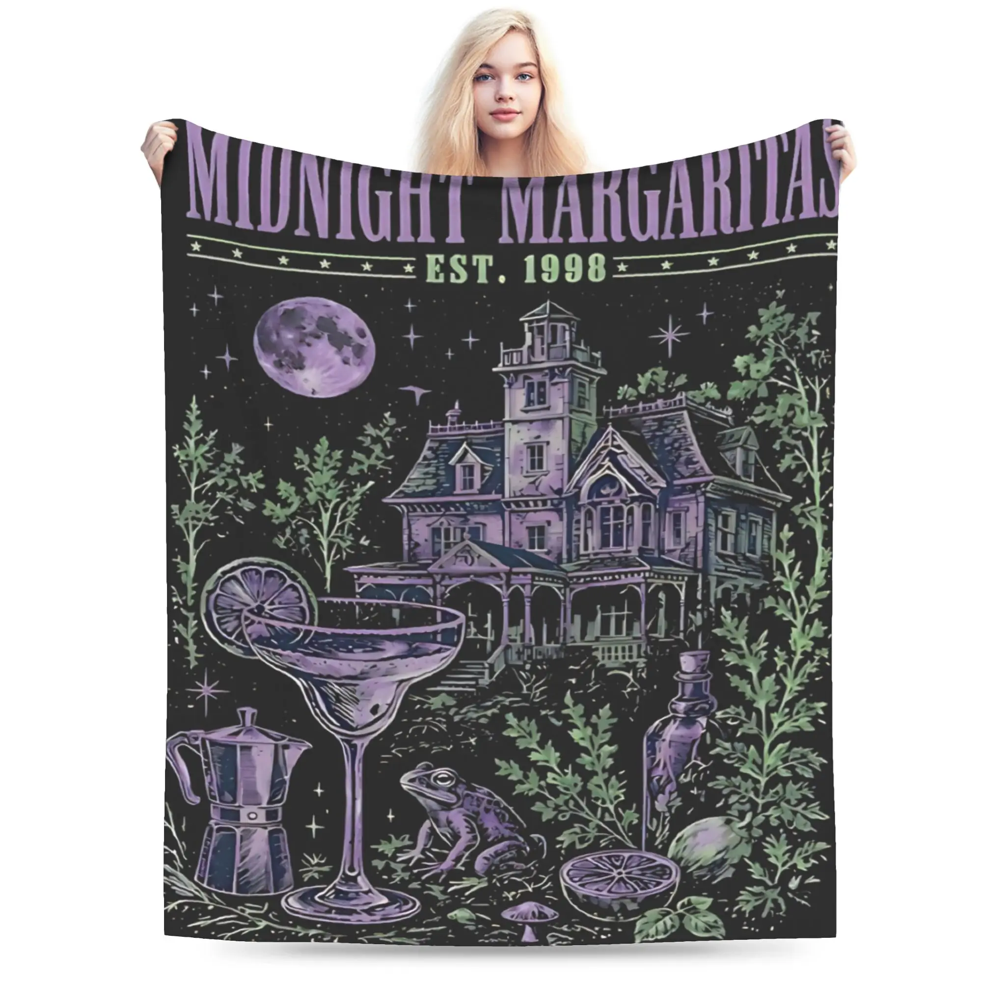 Cozy Practical Magic Midnight Margaritas Witchy Gothic Halloween Occult Blanket Merch Throws And Blankets Flannel for Bedroom