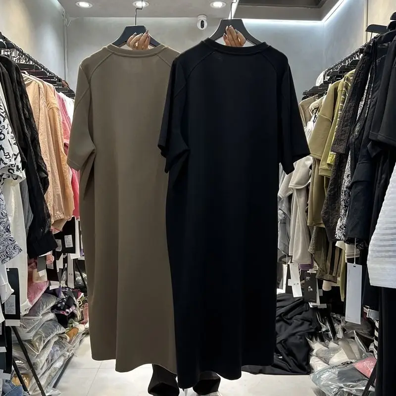 2024 Fashion Summer New Oversize Women's Dress Loose Commuter Casual Round Neck T-shirt Dress