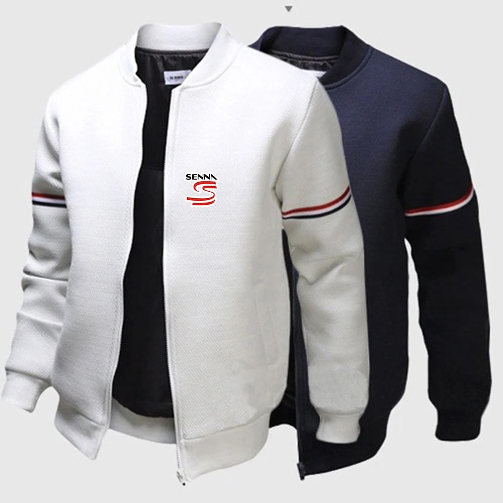 

2024 Ayrton Senna Men's New High Quality Long Sleeves Coats Round Neck Flight Jacket Fashion Casual Streetwear Top Clothes