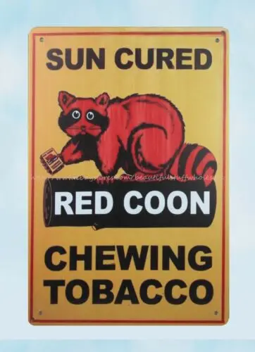 buy unframed art Sun Cured Red Coon Chewing Tobacco metal tin sign