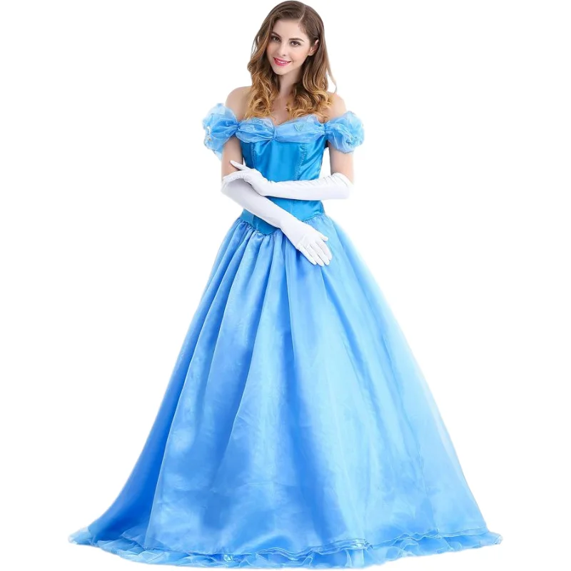 هالوين ديلوكس الأميرة زي الكبار النساء حكاية دور اللعب حسناء اللباس قبالة الكتف الكرة أثواب