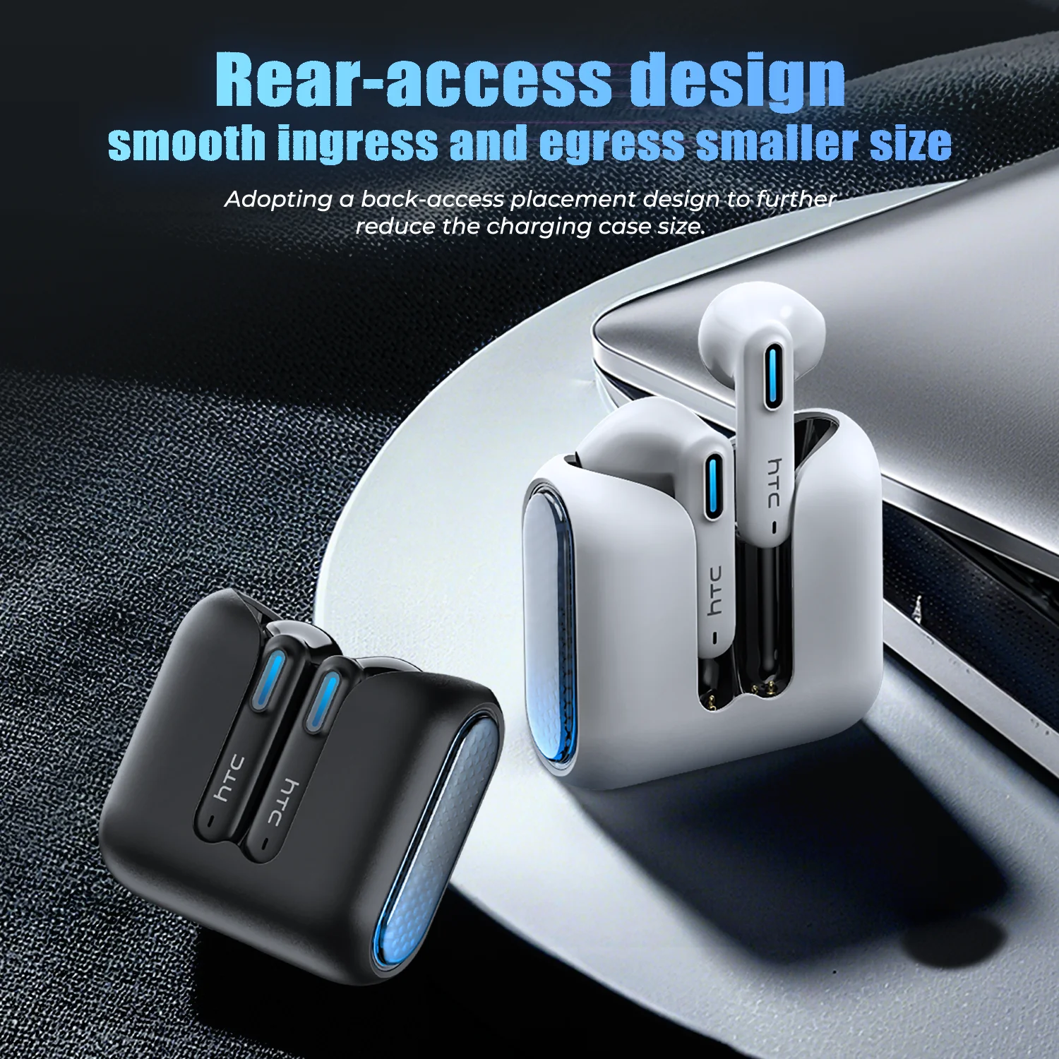 سماعات بلوتوث لاسلكية HTC سماعات ألعاب منخفضة الكمون USB-C تشغيل 30 ساعة سماعات أذن مريحة مع ميكروفون لإلغاء الضوضاء