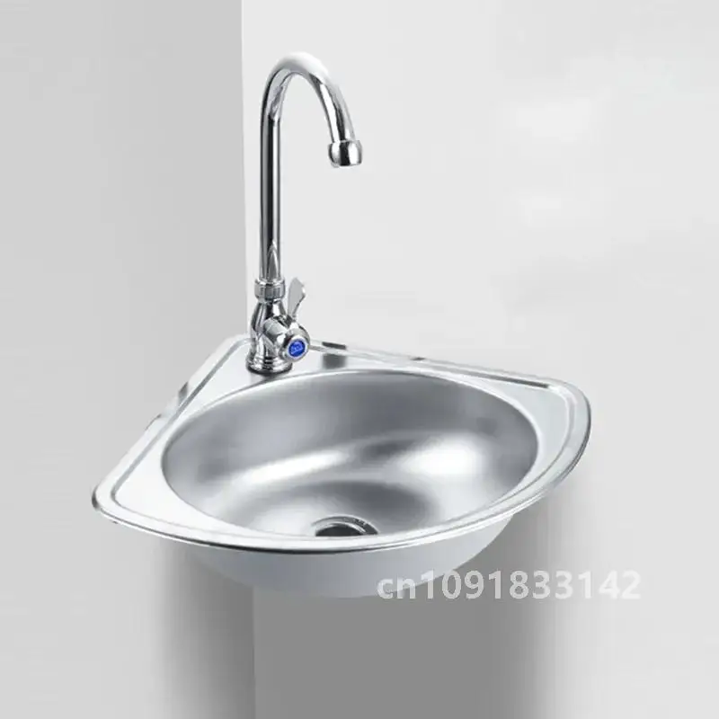 Stainless Steel triangle Basin corner wall-mounted kitchen vegetable washing sink single bowl Bathroom wash basins