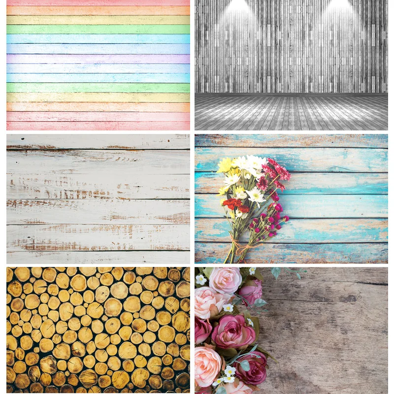 Vinyl Colorful Wooden Texture Background Wood Planks Grain Photography Backdrops Photo Studio Props YXX-88