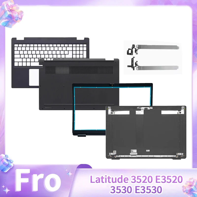 New Laptop Replace Cover For Latitude 3520 E3520 P108F LCD Back Cover Front Bezel Palrmest Lower Bottom Case Hinges Black