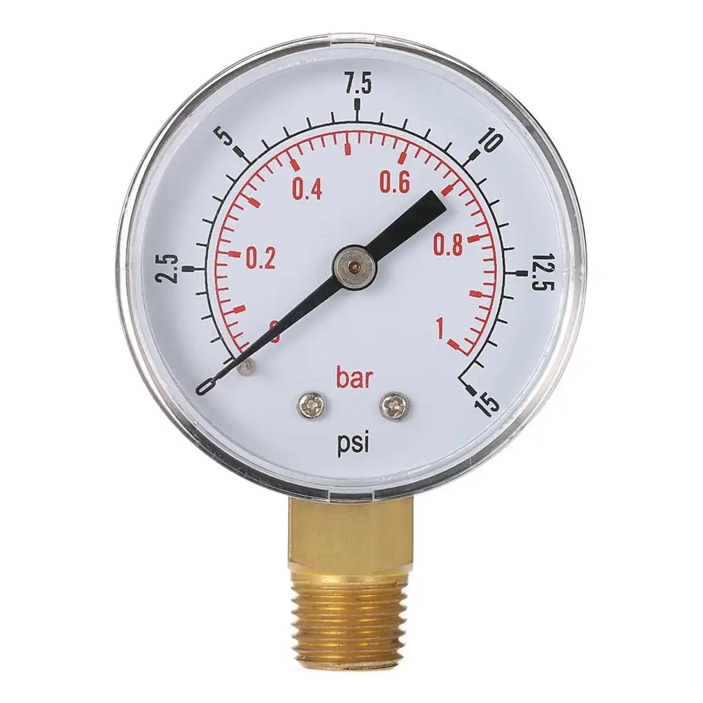 0-15psi 0-1bar BSPT 50mm Water Pressure Meter Thread Mount Oil Pressure Gauge Air Compressor Manometer Tester