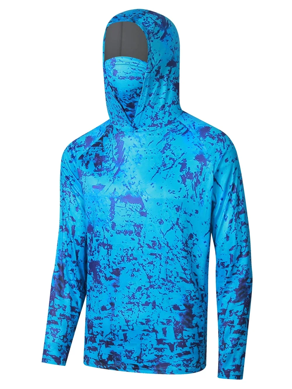 Men's Hooded Sun Shirts with Mask Fishing Shirts for Men Long Sleeve Rash Guards Cooling Hoodies Hiking Shirts